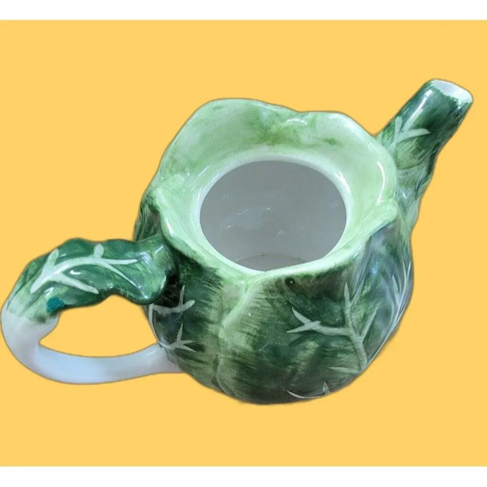 Pier 1 Pier One Small Cabbage Teapot with Bunny Lid 8